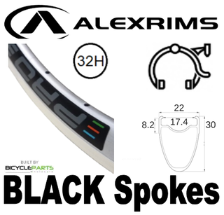 WHEEL - 700C Alex Pro30 32H W/j Silver Rim, FRONT 15mm T/A (110mm OLD) 6 Bolt Disc Sealed KT E-MTB Boost Black Hub, BLACK Spokes