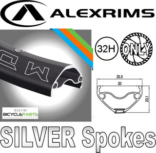 WHEEL - 27.5 / 650B Alex MD30 32H Black Rim, FRONT 15mm T/A (110mm OLD) 6 Bolt Disc Sealed KT E-MTB Boost Black Hub, SILVER Spokes