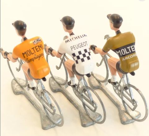 A FLANDRIENS Models, 3 x Hand painted Metal Cyclists, Merckx II in 3 types jerseys