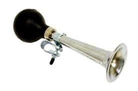 AIR HORN - straight, 22cm, Silver With Black Rubber Bulb, Bike Lane Packaging