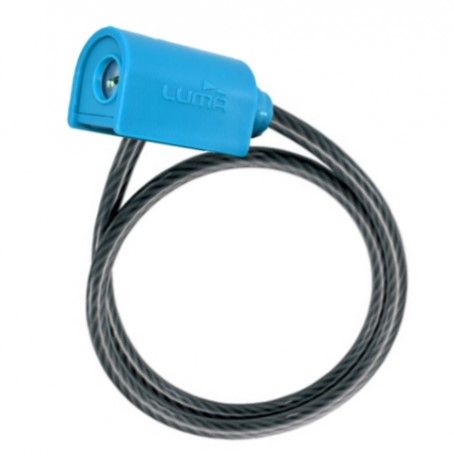 LUMA LOCK  -  Cable Key Lock, Black with Blue Highlights, 8mm x 1850mm, 7318 SPIRAL Lock, LUMA No1 lock brand in Spain