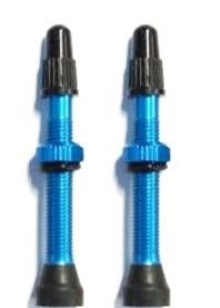Tubeless Valves, Alloy, BLUE, w/ext O-ring, 44mm (2 Pcs per bag) FV/PV