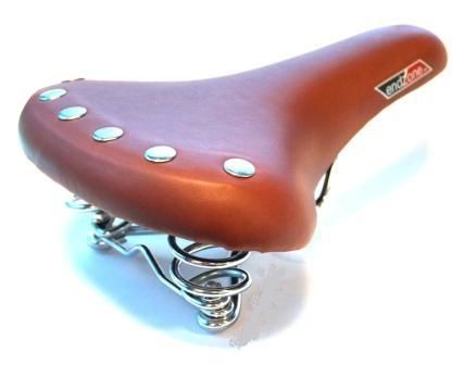 SADDLE , CRUISER, 268mmL x 221mm,  CP COIL SPRING, Brown w/Rivets