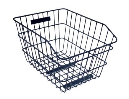 BASKET - Rear, Fixed Wire, With Fittings, Black, 43cm x 33cm x 25cm