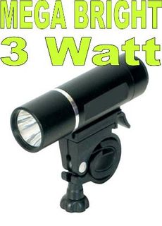 LIGHT  Front - 3Watt - 2-Functions. ALLOY Housing, (incls 4 x AAA batteries) (fits 25.4/31.8 H-bar)