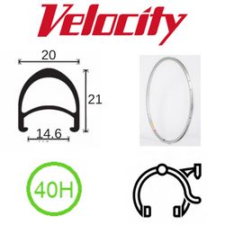 RIM 27" x 14mm - VELOCITY AERO - 40H - (630 x 14) - Presta Valve - Rim Brake - D/W - SILVER