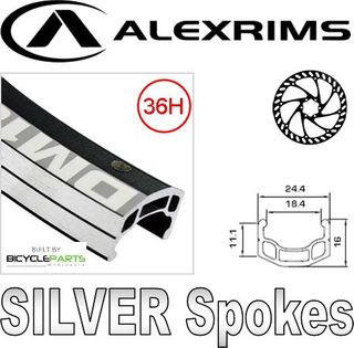 Wheel 26" Alex  DM-18 D/w Eyeleted Alloy Black Rim W/msw , Novatec (135mmOLD) DIRT JUMP Single Speed Cassette Disc  Hub, SILVER Mach1 Spokes.