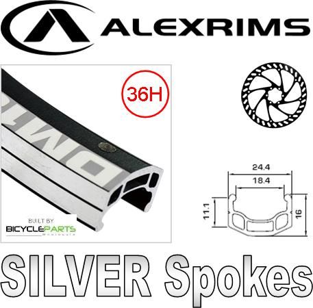 Wheel 26" Alex  DM-18 D/w Eyeleted Alloy Black Rim W/msw , Novatec (135mmOLD) DIRT JUMP Single Speed Cassette Disc  Hub, SILVER Mach1 Spokes.