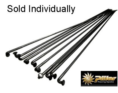 Pillar Spoke PD1415 'Double Butted' 294mm BLACK 14g/15g/14g  (incls Brass nipples) (SOLD INDIVIDUALLY)