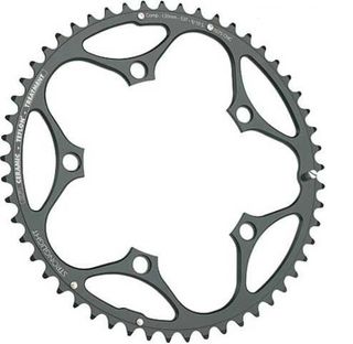CHAINRING - ROAD "STRONGLIGHT", 53T, 7075 CNC Black CT2 - 130mm BCD, 5 Hole for 10/11 Spd