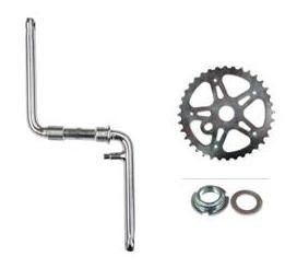 Crank set 1pce 165mm silver
