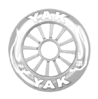 "Special Pricing"    Scooter Wheel,  "YAK", 100mm, Silver Plastic core, White PU