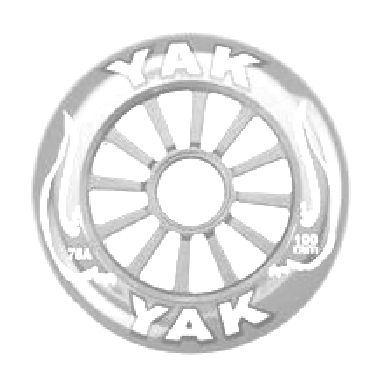 "Special Pricing"    Scooter Wheel,  "YAK", 100mm, Silver Plastic core, White PU