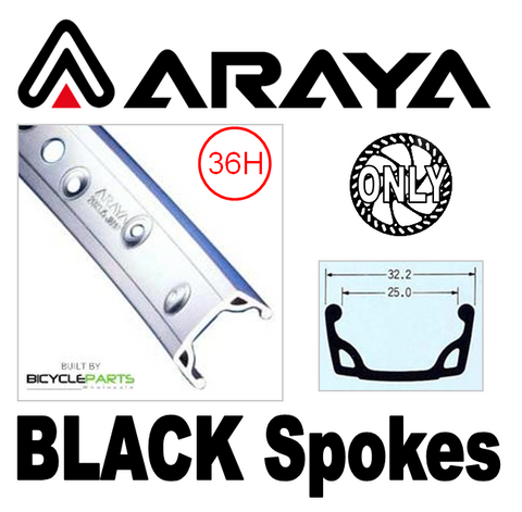 WHEEL - 26" Araya 7X 36H Silver Rim,  8/10 SPEED Q/R (135mm OLD) 6 Bolt Disc Loose Ball Joytech Black Hub,  Mach 1 BLACK Spokes