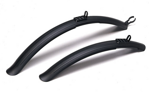 MUDGUARD SET- P.P.  Front & Rear fits 24"-26", Black (60mmW- R670mmL - Front 530mmL)