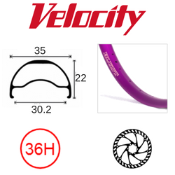 RIM 29er x 30mm - VELOCITY BLUNT 35 - 36H - (662 x 30) - Presta Valve - Disc Brake - D/W - PURPLE - Tubeless Ready - (ERD 597)