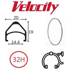 RIM 700c x 14mm - VELOCITY AEROHEAD - 32H - (622 x 14) - Presta Valve - Rim Brake - D/W - GREY (Anodised) - MSW