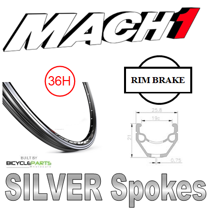 WHEEL - 26" Mach1 REVO 36H P/j Black Rim,  1 SPEED COASTER 3/8 Nutted (110mm OLD) Loose Ball Shimano Silver Hub,  Mach 1 SILVER Spokes