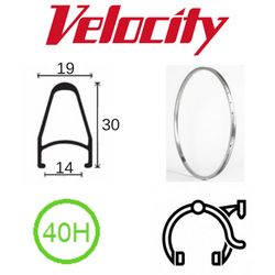 VELOCITY RIM - Deep V 700C 40H Silver ANO NON