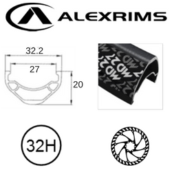 RIM 27.5/650B x 27mm - ALEX MD27 - 32H - (584 x 27) - Presta Valve - Disc Brake - D/W - BLACK - Eyeleted - Tubeless Ready - (ERD 559)