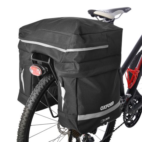 PANNIER BAGS - Oxford C35 Triple Pannier Bag 35L, durable polyester, weatherproof design, reflective detail, (32 x 34 x 18) BLACK - Oxford Product