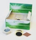 Display Box of Glueless Patches, Each satchel contains 6 x 25mm Round Patches & 1 Sandpaper (Display Box of 15)