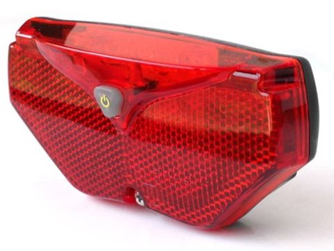 Light w/reflector, for CARRIER, 5 red LED's, to be drilled on rear plate at either 50/80mm for carrier mount, low batt indicator, Quality D-LIGHT product w / 2 AA batteries inc