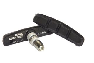 BRAKE SHOES - V Brake Shoes, Ceramic Material, Anti Squeal, 68mm (Sold in Pairs)