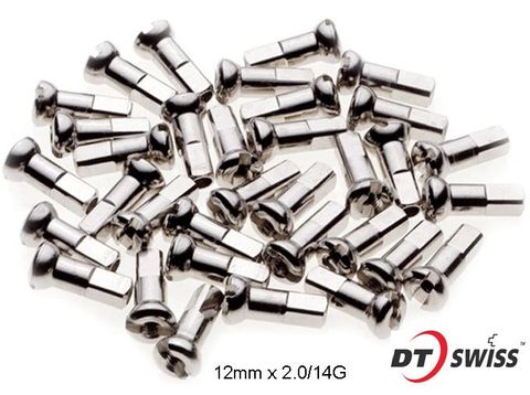 DT NIPPLES  14g Brass, 12mm  SILVER (Individual)