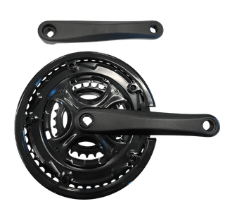 170mm x 28/38/48T MTB Chainwheel Set - Diamond Taper, Chain Guard, 28mm Offset, Steel Chain Ring, Alloy, Black