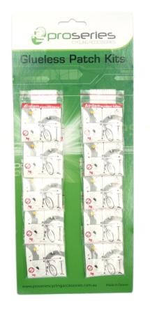 Glueless patches, round 25mm, bag 6,   10 bags on Pro-series display card