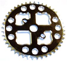 "Very special pricing"  CHAINWHEEL - CNC, Alloy, For BMX, 1/2" x 1/8" x 44T, BLACK with SILVER teeth