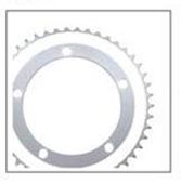 CHAIN RING  44T x 130 BCD for Single Speed, Alloy, 1/2 x 3/32 SILVER