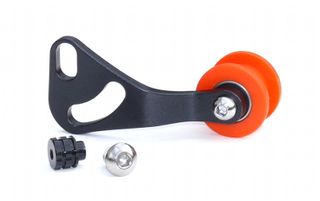 CHAIN TENSIONER - Single Speed, Alloy, BLACK/RED (Works with nutted & Q/R axles)