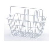 BASKET - Front, Wire, With Handle, Hooks onto Handlebars, White, 23cm x 37cm x 19cm
