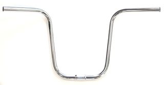 HANDLEBAR  25.4mm, 66cm Wide, 300mm Rise, 110mm Sweep, Hi-Rise, Steel CP  SILVER