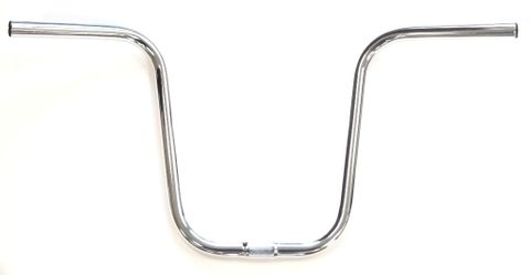 HANDLEBAR  25.4mm, 66cm Wide, 300mm Rise, 110mm Sweep, Hi-Rise, Steel CP  SILVER