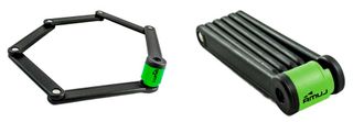 Lock, HIGH SECURITY, KEY, Folding lock with Green Highlights, 80cm, w/Mounting brkt   LUMA No1 lock brand in Spain