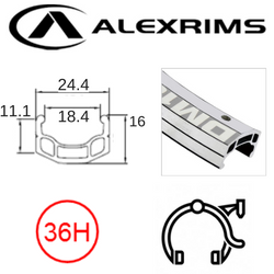 RIM 26" x 18mm - ALEX DM18 - 36H - (559 x 18) - Schrader Valve - Rim Brake - D/W - SILVER - Mill Finish