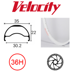 RIM 29er x 30mm - VELOCITY BLUNT 35 - 36H - (662 x 30) - Presta Valve - Disc Brake - D/W - WHITE - Tubeless Ready - (ERD 597)