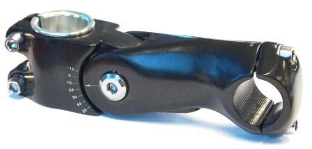 Ahead stem , ADJUSTABLE, ext 110mm, dia 28.6 with shim for dia 25.4 dia, 25.4 BB, BLACK