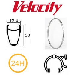 RIM 700c x 13mm - VELOCITY ESCAPE - 24H - (622 x 13) - Presta Valve - Rim Brake - D/W - BRIGHT SILVER (Anodised) - MSW