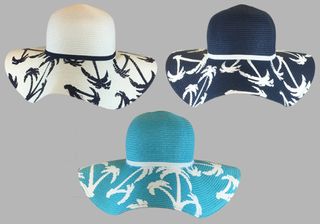 **WSL** LADIES BEACH HAT PALM PRINT IVORY/ NAVY/ TURQUOISE