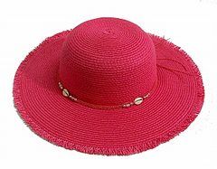 LADIES PINK BEACH HAT W/JEWEL BAND