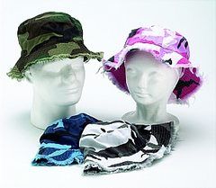 BUCKET HAT W/FRINGE ASST. COLOR CAMO