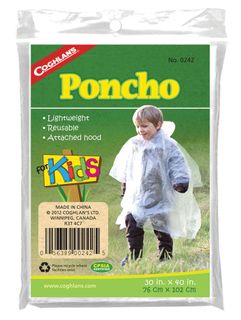 30"X40" PONCHO FOR KIDS CLEAR