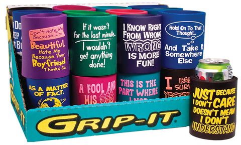 24 PC GRIP-IT FOAM KOOZIES W/DISPLAY