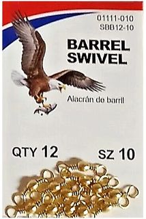 #10 BRASS BARREL SWIVEL 12PK   12PK/BX