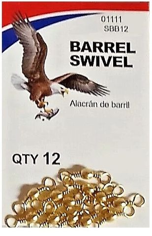 2/0 BRASS BARREL SWIVEL 12PK  12PK/BX