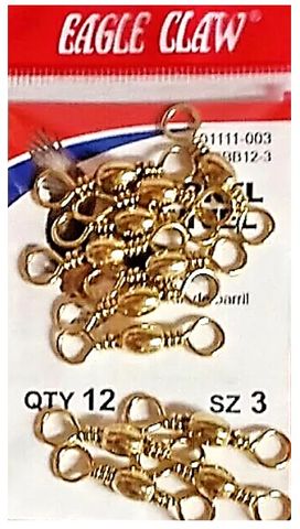 #3 BRASS BARREL SWIVEL 12PK   12PK/BX